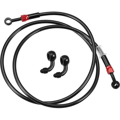 1 Set AN3 28 90 Degré Moto Frein Tuyau Ligne 140cm Noir (1/5)