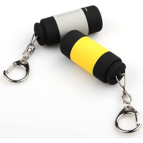 Mini lampe torche LED, lampe torche ultra-lumineuse avec crochet, lampe torche TAC pour enfants, chargement USB, lecture nocturne, panne de courant, camping (lot de 2, jaune) (1/4)
