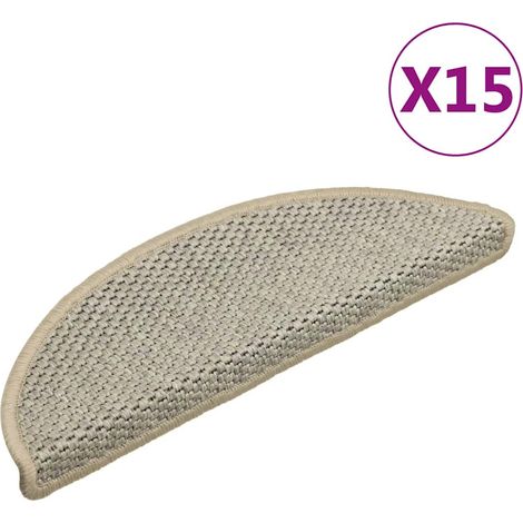 Tapis d'escalier, Tapis de marches, Marchettes D'escalier autocollants aspect sisal 15 pcs 56x17x3 cm WRG644624 DESIGN IN (1/5)