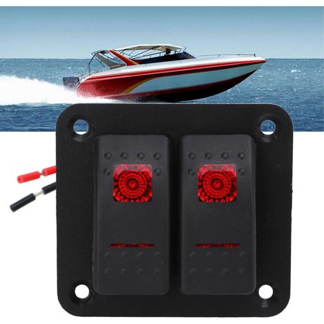 Panneau de commande 12V/24V 20A/10A 2 canaux avec voyant rouge, équipé de 50 étiquettes marines et 50 étiquettes pour véhicules (A6413-Z) (1/5)