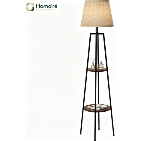 Stehlampe aus MDF und schwarzem Metall 42 x 42 x 166 cm HOMAIRE (1/5)