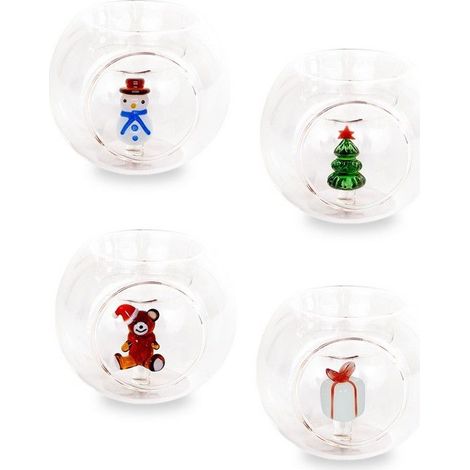 WD Lifestyle Porta Tealight Natalizio in Vetro Assortito 1 Pezzo – Portacandela Decorativo di Natale (1/2)