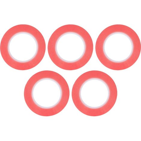 Ruban Adhésif Double Face - PET - 3 mm De Largeur - Pour Loisirs Créatifs Et Emballage Cadeau - Rouge - Lot De 5 (1/5)