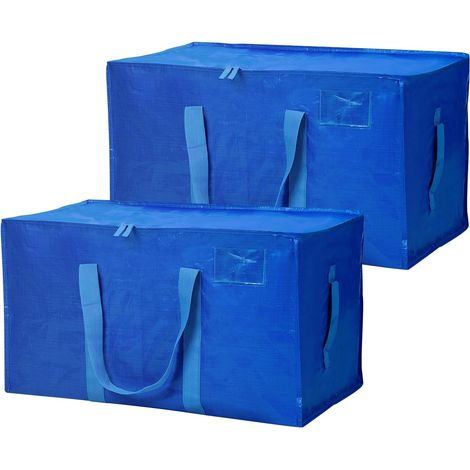 Lot de 2 Sacs de Rangement,90L,Polypropylène,Sacs Déménagement,Imperméable,Poignées Renforcées,Maison,Camping