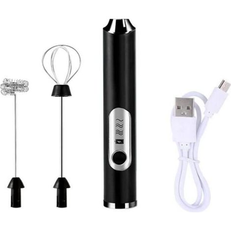 Mousseur À Lait - - Modèle Rechargeable - Noir - Acier Inoxydable - 0.25L (1/4)