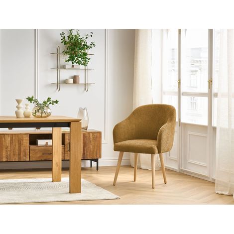 BOBOCHIC - Chaise SOPHIE tissu texturé et pieds scandinaves bois Jaune (1/5)