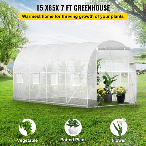Serre Tunnel Jardin 4,6x2,1x2,1 m Tente Abri Plantes Cadre en Acier Galvanisé Couverture Étanche PE 1 Poutre Supérieure 2 Poteaux D… (1/5)