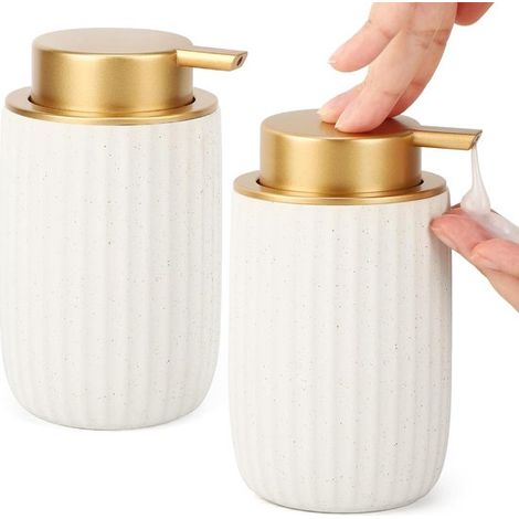 Dispensador de jabón, 2 dispensadores de gel de ducha de 320 ml, botellas vacías con bomba de gran tamaño, decoración de baño (1/5)