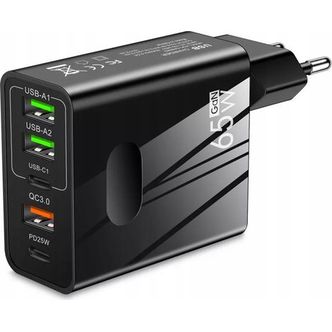 PentaXPower (CHC1) Wandladegerät, GaN, Schnellladung, QC, 65 W, Schwarz (1/5)
