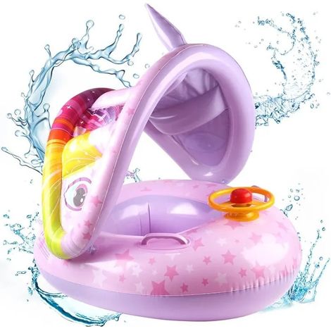 Bouée bébé avec auvent - UPF 50+ - Gonflable - Pour enfants 6-36 mois - PVC 3 couches - Épaisseur 0,77 mm (1/5)