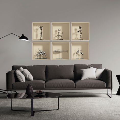 Pack de 6 stickers 3D Postures design en aluminium 60 x 90 cm (1/3)