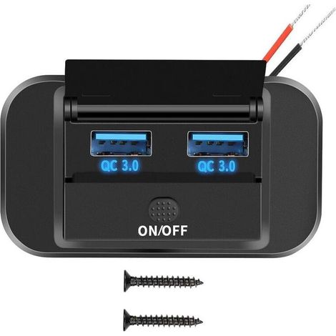 12V Prise Chargeur USB de Voiture 36W Double QC3.0 USB avec Interrupteur Étanche pour 12V/ 24V Voitures Bateaux (1/4)