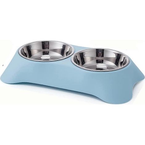 Gamelle double pour chien, antidérapante en acier inoxydable (1/3)