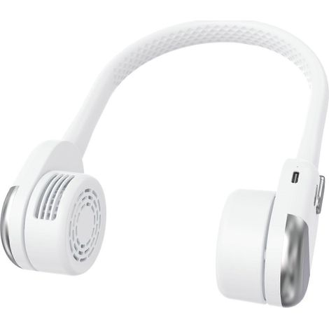 DLM Nackenventilator, USB-wiederaufladbarer persönlicher Ventilator, batteriebetrieben, schnelle Kühlung, ultraleise, ideal für Zuhause, Büro, Reisen und Sport (weiß). (1/3)
