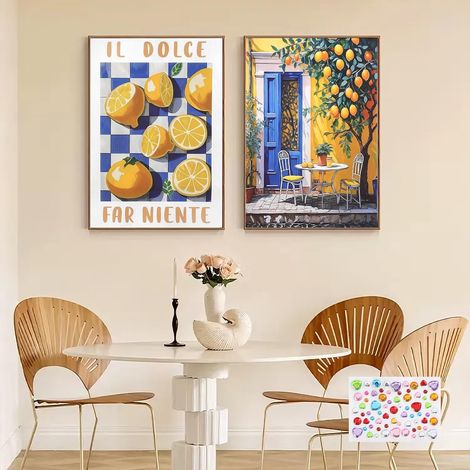 Tableaux cuisine italienne 30×20 cm – Lot de 2 affiches citron sans cadre, décoration murale méditerranéenne pour cuisine et salle à manger, décoration murale salon et chambre (1/5)