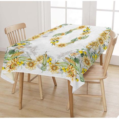 Tovaglia Da Tavola Runner Stampa Digitale 100% Cotone Telo Copri tavolo Rettangolare Salva Tavolo Prodotto Italiano Girasoli - 12 posti 150x250