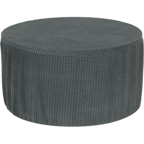 Housse Ronde pour Pouf, Housse Élastique Protectrice pour Pouf Housse De Protection De Meuble avec Bord Élastique pour Pouf Salon Chambre (X-Large, Gris Foncé) (1/5)