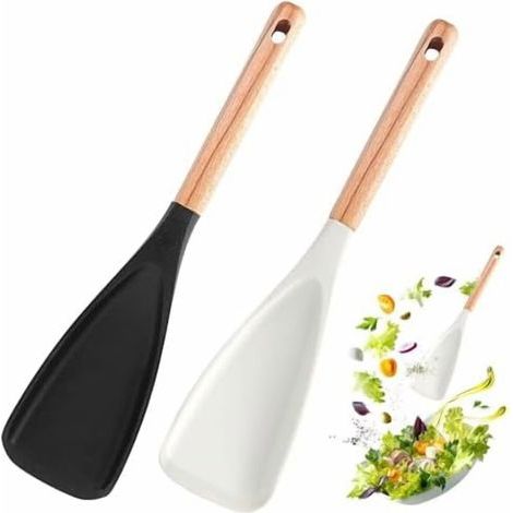 Un ensemble de 2 spatules multifonctionnelles en bois et silicone (1/2)