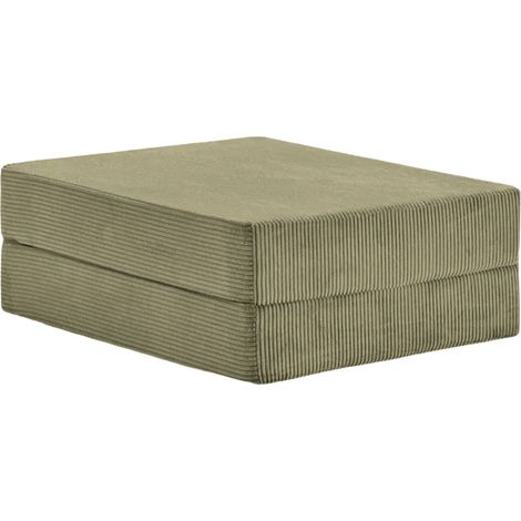 COSIMA - Pouf en petit velours côtelé Vert 100x80x34 (1/5)