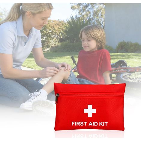 Lot de 6 mini trousses de premiers secours vides, portables et compactes avec fermeture éclair pour urgence à la maison, pour voiture, bureau, voyage, camping, extérieur, randonnée, survie (rouge) (1/5)