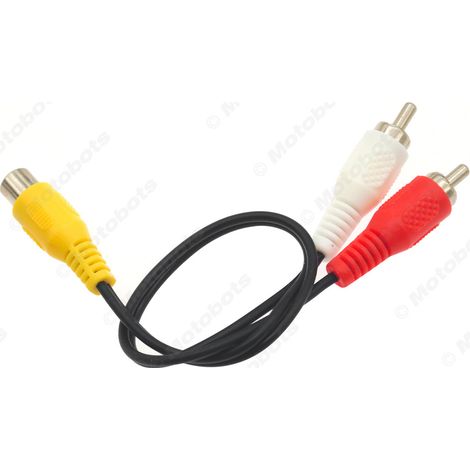 Rallonge vidéo pour voiture de 25 cm, câble audio RCA femelle vers double RCA mâle (1 vers 2 AV), câble RCA (1/4)