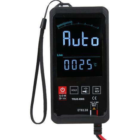 Multimètre numérique écran tactile 6000 points, testeur tension courant continu/alternatif, fréquence, température avec alarme ET8138 (1/5)