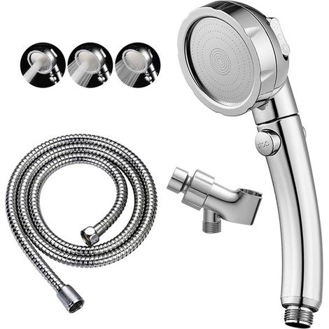 Verstellbarer Handbrausekopf mit Pausenschalter und 3 Strahlarten für Dusche und Camping (1/5)