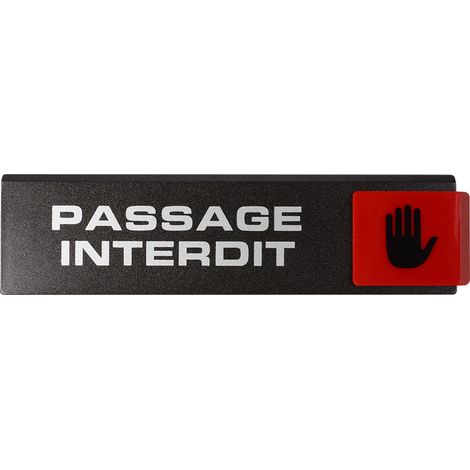 Plaque de porte Passage interdit - Europe design 175x45mm - 4261157
