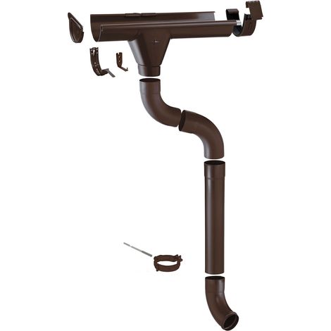ZAMBELLI Zink Dachrinne Komplettset Gartenhaus, Carport, Terrasse, 1 Dachseite, ohne Löten, für Dachfläche bis ca. 80m², 7 teilig/280 / 125mm Kupferbraun, 6m (1/5)