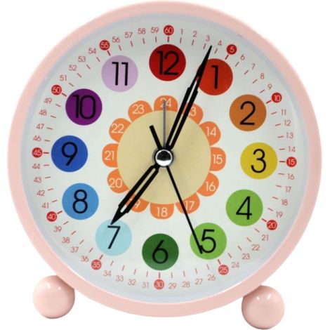 Horloge d'apprentissage pastel pour enfants - horloge analogique pour apprendre l'heure aux enfants - les enfants peuvent facilement apprendre à lire l'heure (rose)