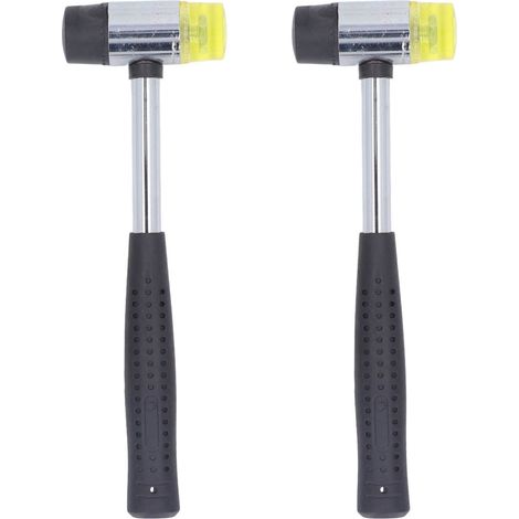 Marteau en caoutchouc 25mm, poignée creuse en acier antidérapante, maillet en caoutchouc avec embout amovible pour menuiserie et bijouterie, lot de 2 (1/5)