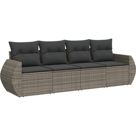 Maison Exclusive - 4-tlg. Garten-Sofagarnitur mit Kissen Grau Pol