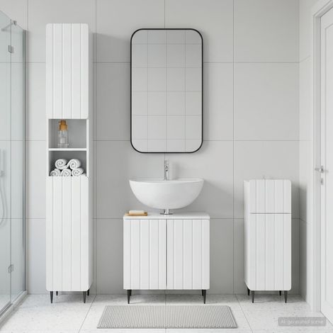 vidaXL 3 Piece Bathroom Cabinet Set ZWOLLE High Gloss White (1/5)