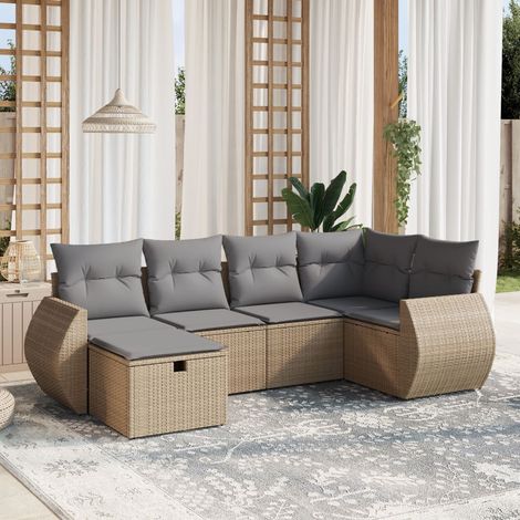 Salon de jardin avec coussins 6pcs mélange beige résine tressée vidaXL (1/4)