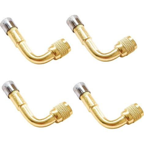 4pcs Rallonge De Valve, Adaptateur 90 Degrés, Cuivre, Étanche, Pour Voiture Moto Vélo (1/5)