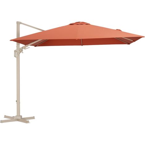 PROLOISIRS Parasol déporté en aluminium inclinable et orientable - NH 3 x 3 m - Coloris crème et sienne