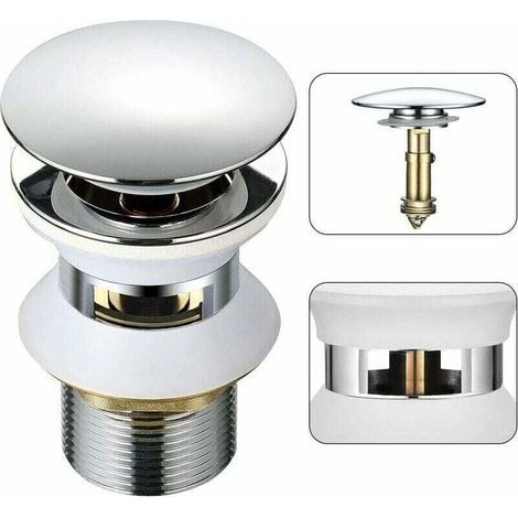 Universel Bonde Lavabo avec Trop-plein Pop-Up Automatique Push Open Click Clack pour Salle de Bain 1-1/4 en Laiton Chromé (1/4)