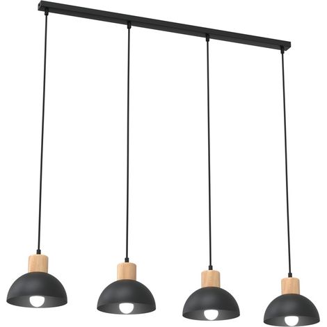Suspension scandinave noire bois 4xE27 Seco Emibig (1/5)
