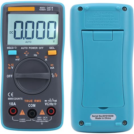 ZT102 Digitales Multimeter AC/DC-Voltmeter Diodenstrom- und Kapazitätstester mit Hintergrundbeleuchtung, 6000 Zählwerten (1/5)