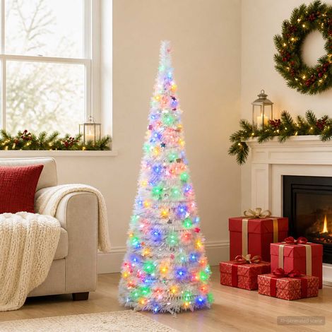 Pop-up-LED-Weihnachtsbaum 150 cm 100 LEDs PVC und PET Weiß vidaXL