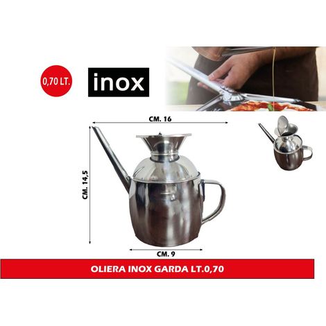 OLIERA IN ACCIAIO INOX PER LA CASA DOSATORE SALVA-GOCCIA CON MANICO 750 ML 33564