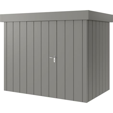 Hörmann Metall-Gerätehaus "Juno" mit Flachdach, JFD8 - Modern, 262 x 166 cm (B x T), graualuminium, 1-flüglige Tür, Anschlag links (1/5)
