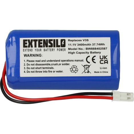 EXTENSILO Batería compatible con Electropan Ilive V3s, V5, V5s aspiradora (3400 mAh, 11,1 V, Li-Ion) (1/4)