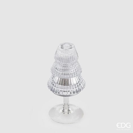 EDG Enzo De Gasperi Portacandela Pino di Natale H 16 Cm D 8 Cm Piede Calice Silver