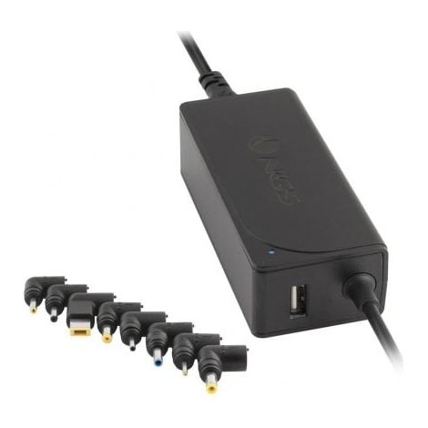 Adaptador de corriente ngs automatic 45w con 8 adaptadores y salida usb 2a