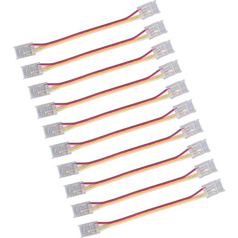 Kit de 10 connecteurs pour ruban LED COB 3 broches 10 mm, connexion rapide, forte compatibilité, idéal pour les entrepôts. (1/5)