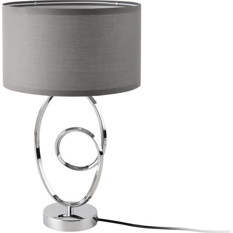 Lámpara de mesa E14 metal y poliéster 50 cm de alto cromo y gris 030009549