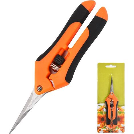 Cisailles de jardin manuelles orange, sécateur inox pour plantes et fleurs, coupe-fleurs lame droite, outil de bonsaï pour fleuristes (1/5)