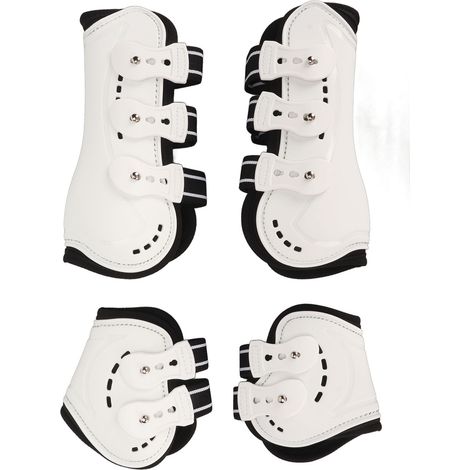 GARRYFIZH Guêtres de tendon avant de cheval réglables et respirantes, protection ouverte pour sauter, blanc M (1/5)