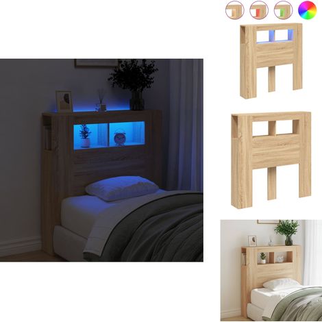 LED-Kopfteil Sonoma Eiche 100x18,5x103,5 cm Holzwerkstoff vidaXL